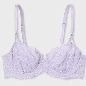 Lavender Lace Underwire Balconette Bra